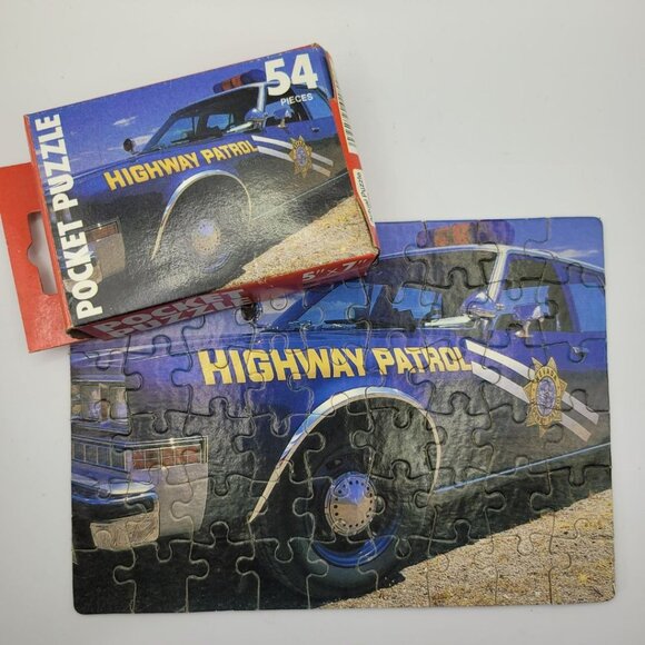 Pocket Puzzle Cop Police Highway Patrol Car 54 Pieces 5 x 7 Small Tiny Vintage - Picture 10 of 10
